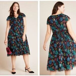 ANTHROPOLOGIE x EVA FRANCO Glenna Sequin Midi Dress Rainbow Sz 8 NWT $260 {3R23}